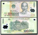 Vietnamese 100000 Dong Year 2019 Polymer Banknote