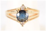 Art Deco Sapphire & Diamond 14k Yellow Gold Ring - Size 6-3/4