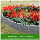 Rockscape Garden Border Edging - Stone-Inspired Plastic Fence for Lawn, Plant, and Flower Bed Design