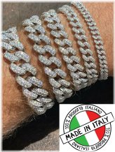 Sterling Silver Miami Cuban Link Bracelet with Iced CZ Charms