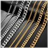 Cuban Curb Necklace Chain in Stainless Steel and Silver/Gold Plating