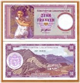 Liechtenstein Francs Specimen Note featuring Girl with Pet Rabbit