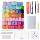 Rainbow Wool and Fiber Crafting Kit with Tools and Instructions