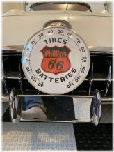 Retro Round Thermometer with Phillips 66 Design and Glass Face