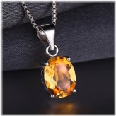 Oval Citrine Sterling Silver Pendant Necklace