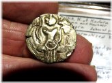 Ancient Kushan Coin featuring Goddess Ardoksho M-3637