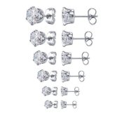 Cubic Steel Stud Earrings Set