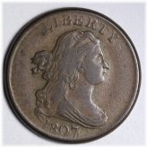 Copper Draped Bust Half Cent from 1807 in XF Condition