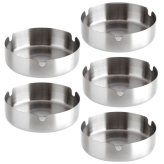 Silver Round Metal Ashtray Set for Home and Outdoor Use