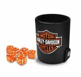 Black Bar & Shield Dice Set with Orange Dice and Storage