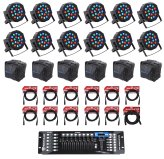 Rockville Light Show Bundle: Par Can Wash Lights, DMX Controller, Cables, and Bags