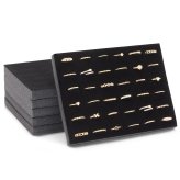 Velvet Ring Display Set: 6 Trays with 36 Slots and Foam Organizer
