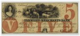 Ashland Iowa Farmers and Merchants Bank $5 Note from 1857
