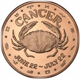 Cancer Zodiac Copper Round