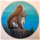 Rustic Wildlife Scene on Saw Blade by Local Artisan