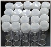 Clear Plastic Penny Coin Storage Tubes with Screw-On Caps - Set of 20