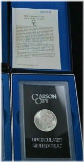 Carson City Uncirculated Silver Dollar with GSA Box and COA