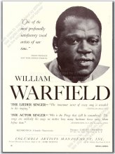 Melodic Echoes: Vintage Print Ad featuring William Warfield's Opera Singing Recital Tour