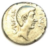 Octavian Augustus Silver Denarius Coin 44-27 BC - Very Fine Condition