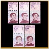 Bolivares Digitales Collection - Set of 5 Uncirculated 100 Million Notes from Venezuela 2021