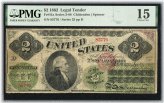 1862 $2 Two Dollar Legal Tender United States Note - Grade F 15