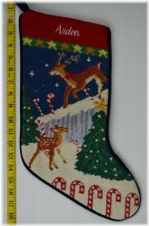 Festive Reindeer Needlepoint Stocking - Monogrammed Arden