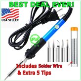 TempMaster Electric Soldering Kit - 60W Adjustable Temperature Gun with Solder Wire