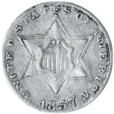 Pioneer 3c Silver Coin - 1857 (P) XF R612