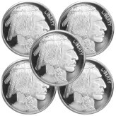 Bison Bullion Set: 5x 1 oz .999 Fine Silver Rounds