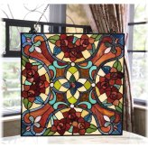 Victorian Tiffany Style Handcrafted Stained Glass Window Panel