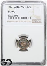 Rainbow Toned 1854 Seated Liberty Half Dime