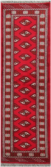 Red Geometric Bokhara Narrow Runner Rug