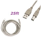 High-Speed Printer and Scanner Cable - 25ft USB 2.0 Type A to Type B