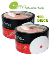 White Inkjet Printable DVD-R Discs - Pack of 100