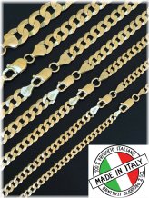 Cuban Link Chain Necklace in Real 925 Silver with 14k Gold Plating