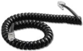 Black Phone Handset Receiver Curly Coil Cords - 100 Pack