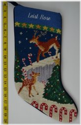 Reindeer Wool Needlepoint Christmas Stocking - Leisl Rose