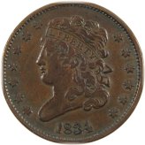 Copper Penny Collection: 1834 Classic Head Half Cent