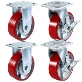 Red Polyurethane Iron Casters