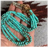 Turquoise Heishi Necklace with Southwest Tri-Strands