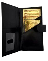 Goldback Black Leather Wallet - Holds 1, 5, 10, 25, 50 Goldback Gold Notes