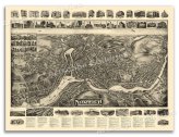 Norwich Connecticut Vintage Bird's Eye View Map