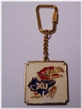 Jayhawks Basketball Keychain - 1970s Vintage KU Big 8 Era