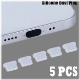 Clear Silicone Charging Port Covers for Smart Devices (Pack of 5)