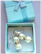 Crystal Pearl Leverback Earrings in Gift Box
