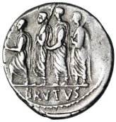 Junius Brutus Denarius - Consul, Accensus & Two Lictors, Axe (300-27 BC)