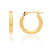 Golden Round Hoop Earrings - Petite Shiny Polished Design in 14K Solid Gold