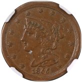 C-1 R.1 Braided Hair Half Cent (1855) NGC AU53 BN