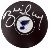 Silver Blues Autographed Puck by Brett Hull