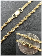 Rope Chain Necklace in Sterling Silver with 14k Gold Plating